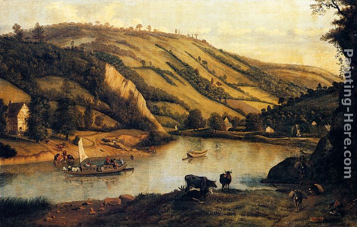 An Extensive River landscape, Probably Derbyshire, With Drovers And Their Cattle In The Foreground painting - Jan Siberechts An Extensive River landscape, Probably Derbyshire, With Drovers And Their Cattle In The Foreground art painting